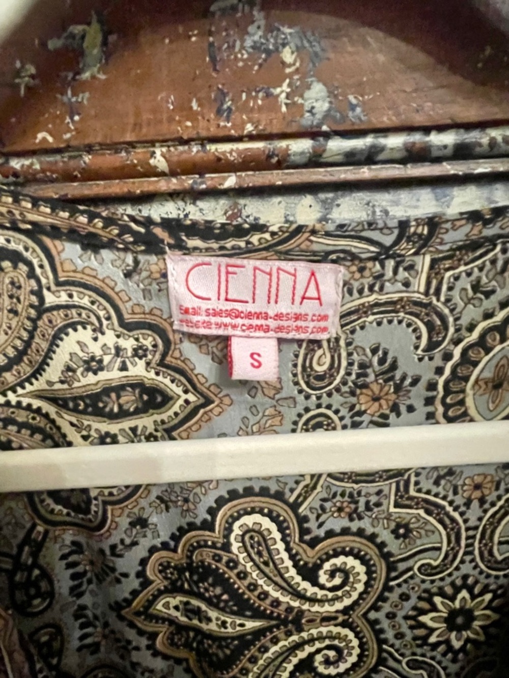Cienna Silk Blend Paisley Wrap Dress - Small – Boho Chic Flowy Midi Dress/Duster - Picture 6 of 8